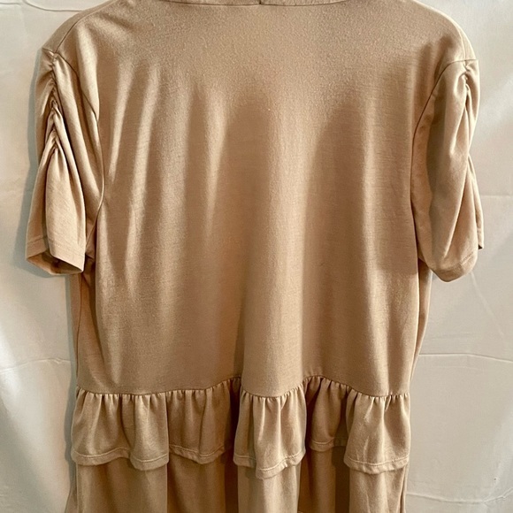 Womens Beige cardigan with Ruche Detail on Sleeves Size Medium (B-40) - Picture 6 of 6
